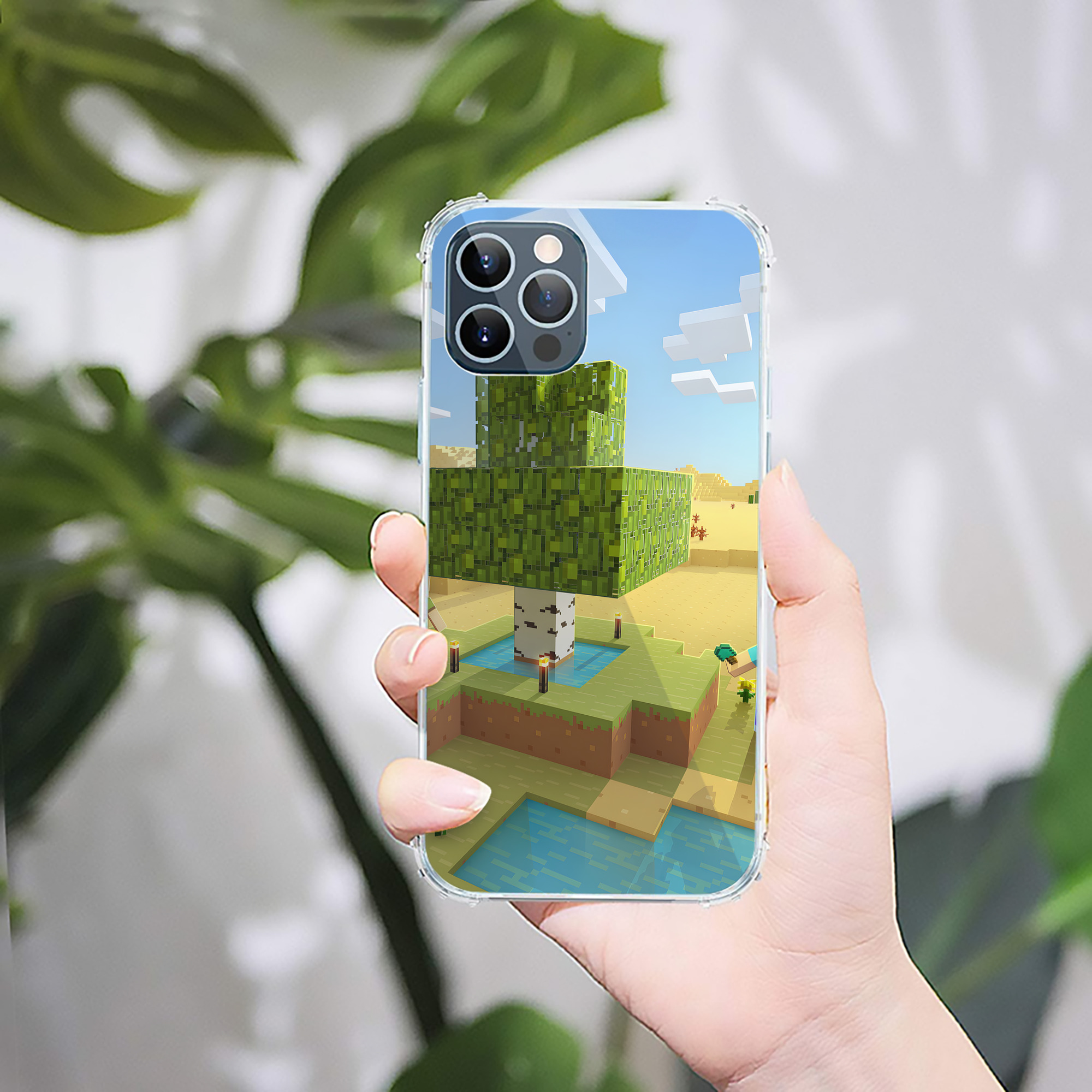 （画像用） マインクラフト ブロックの世界 Minecraft MC Block world 【iPhone 12シリーズ対応】透明スマホケース（クリアソフトケース）